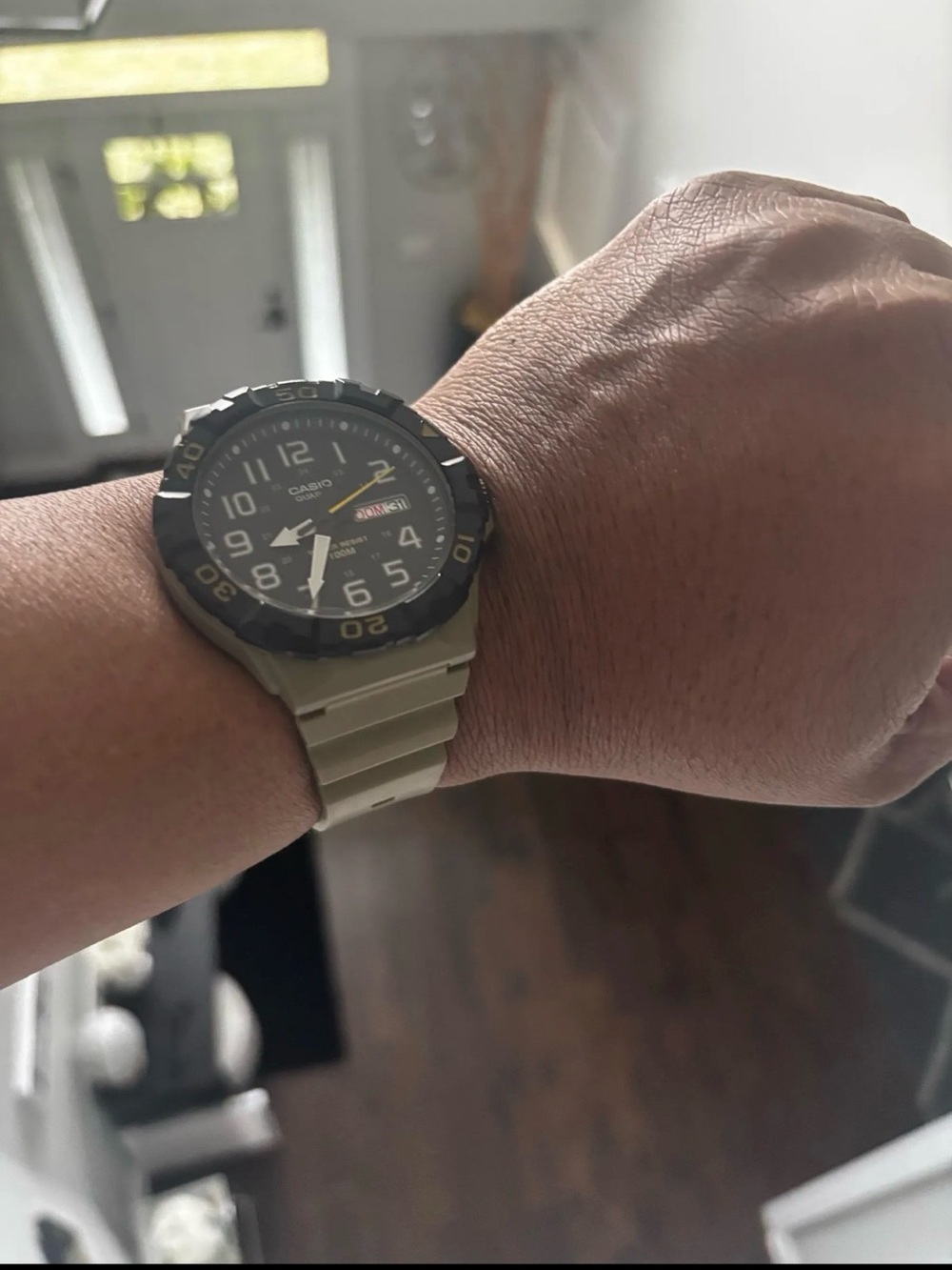 Casio Men’s Beige Strap Watch with Black Dial